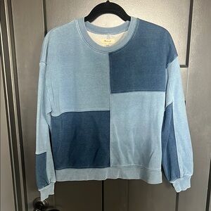Madewell blue patchwork sweatshirt